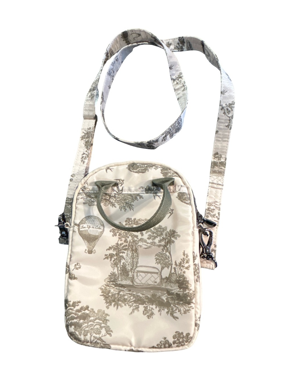 Lug Jetty LE Crossbody Bag Storybook Toile Quilted Mini Phone Purse Olive Cream